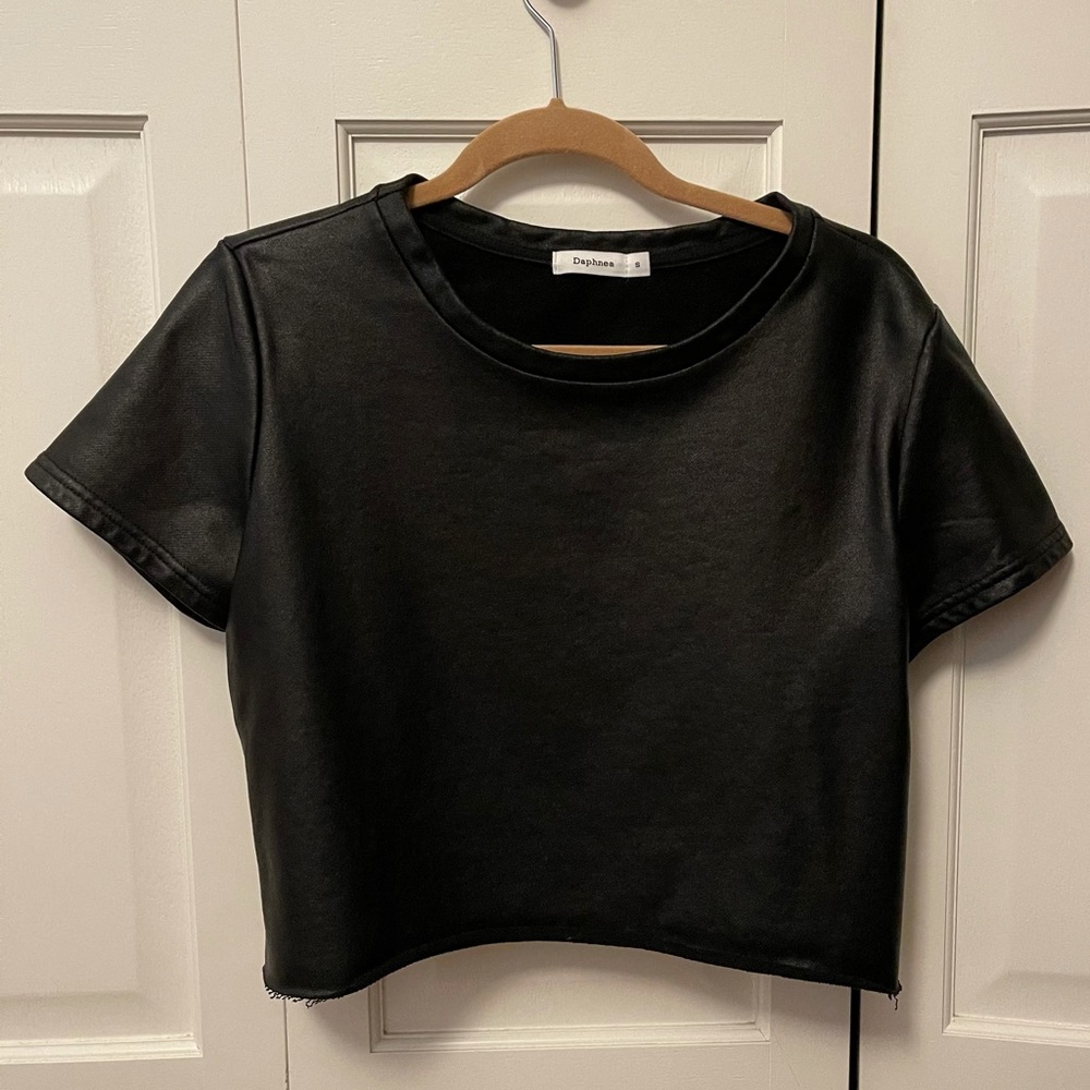 Daphnea Faux Leather Top
